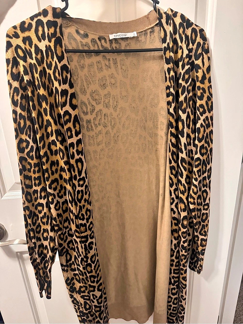 Chico's Leopard Print Open Front Cardigan - Picture 2 of 2